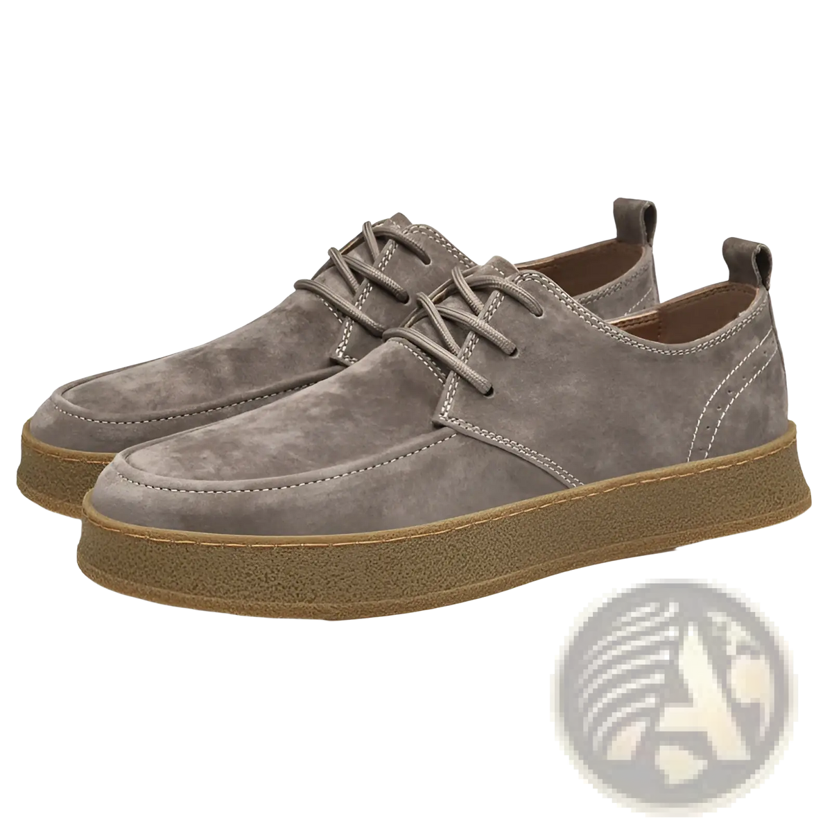 Men's Gray Suede Lace Up Casual Flat Shoes