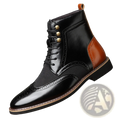 Men's Leather Brogue Boots Two Tone High Top Shoes