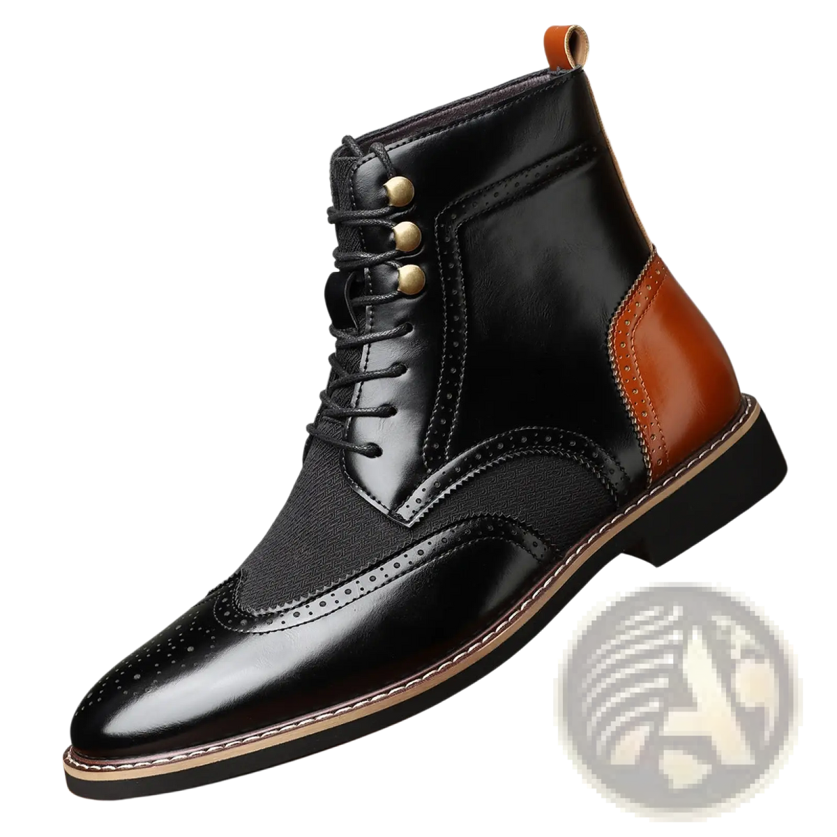 Men's Leather Brogue Boots Two Tone High Top Shoes