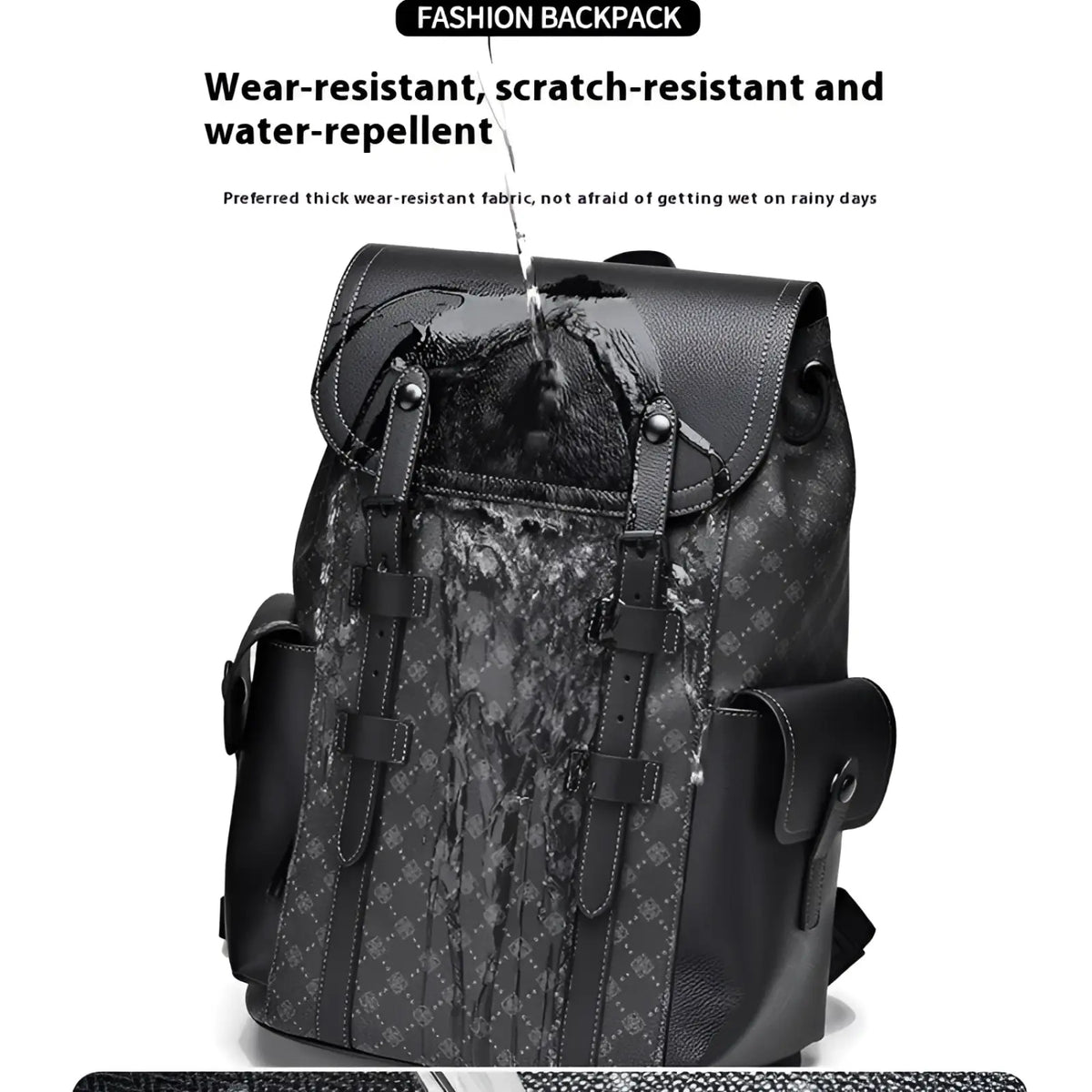 Men's Leather Business Travel Backpack with Laptop Sleeve