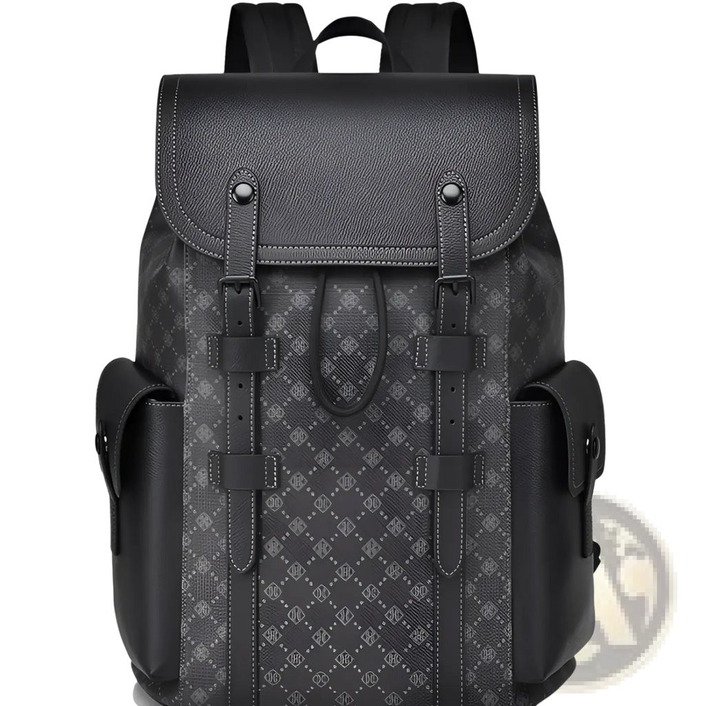 Men's Leather Business Travel Backpack with Laptop Sleeve