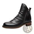 Men's Leather Chelsea Boots with Side Zipper Heel