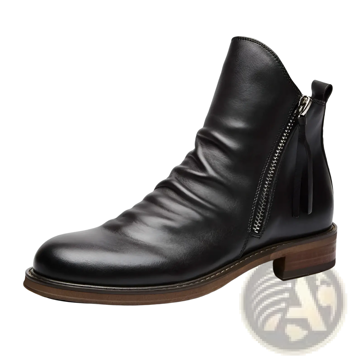 Men's Leather Chelsea Boots with Side Zipper Heel