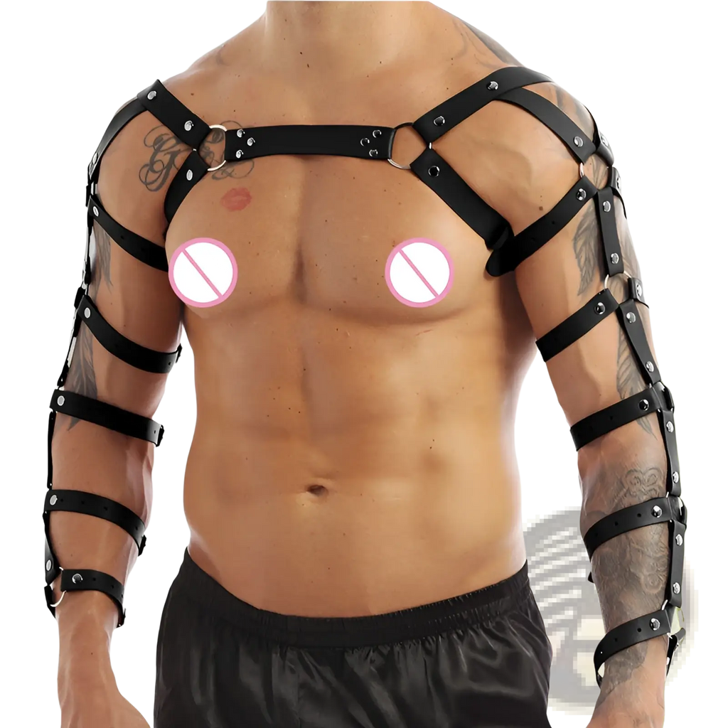 Men's Leather Chest Harness with Adjustable Straps