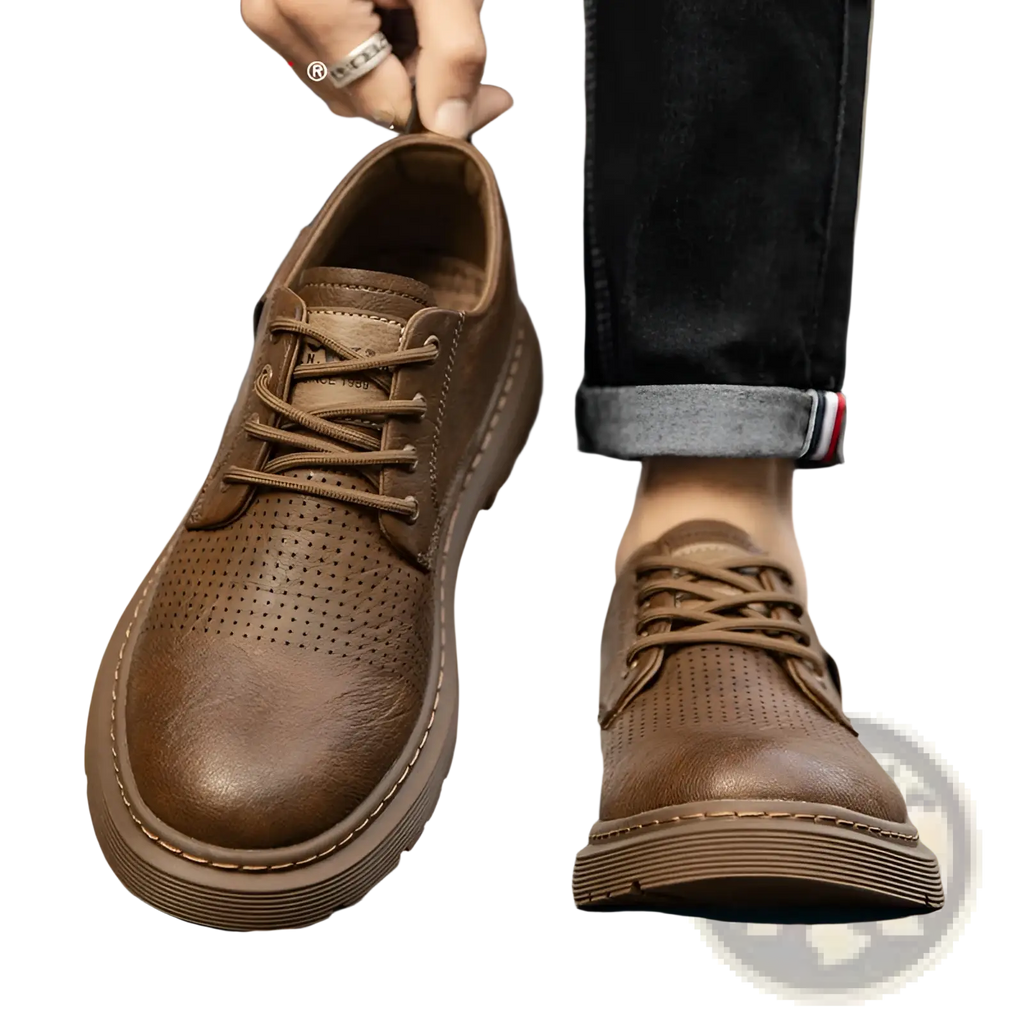 Men's Leather Perforated Business Casual Shoes