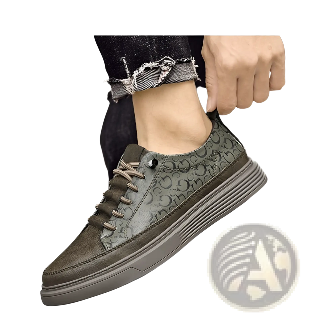 Men's Leather Sneakers no Tie Casual Chunky Sole