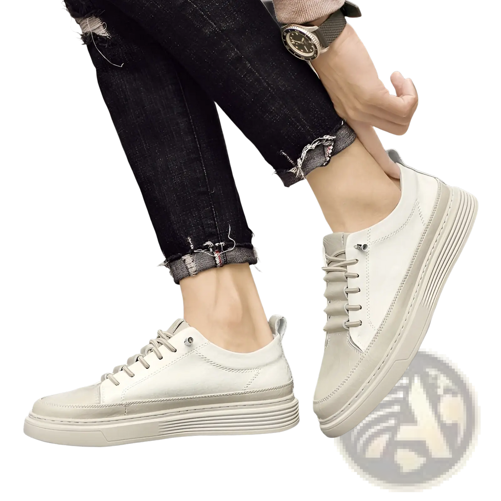 Men's Leather Sneakers no Tie Casual Chunky Sole