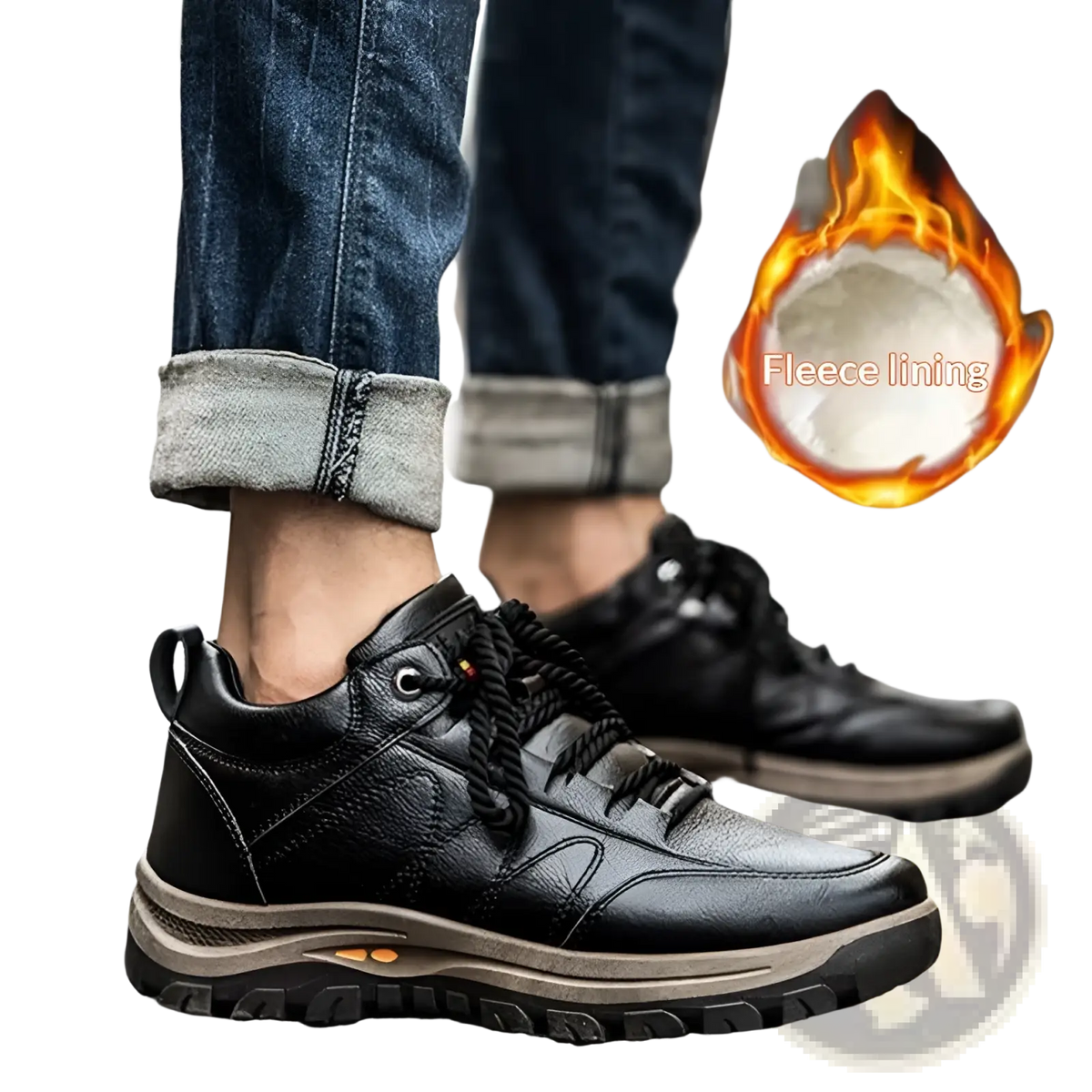 Men's Leather Winter Hiking Boots Waterproof Shoes