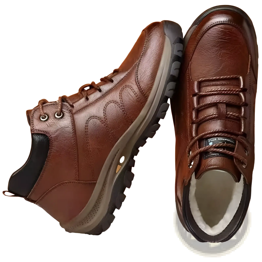 Men's Leather Winter Hiking Boots Waterproof Shoes