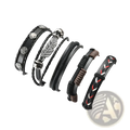 Men's Multilayer Leather Bracelet with Star Charms