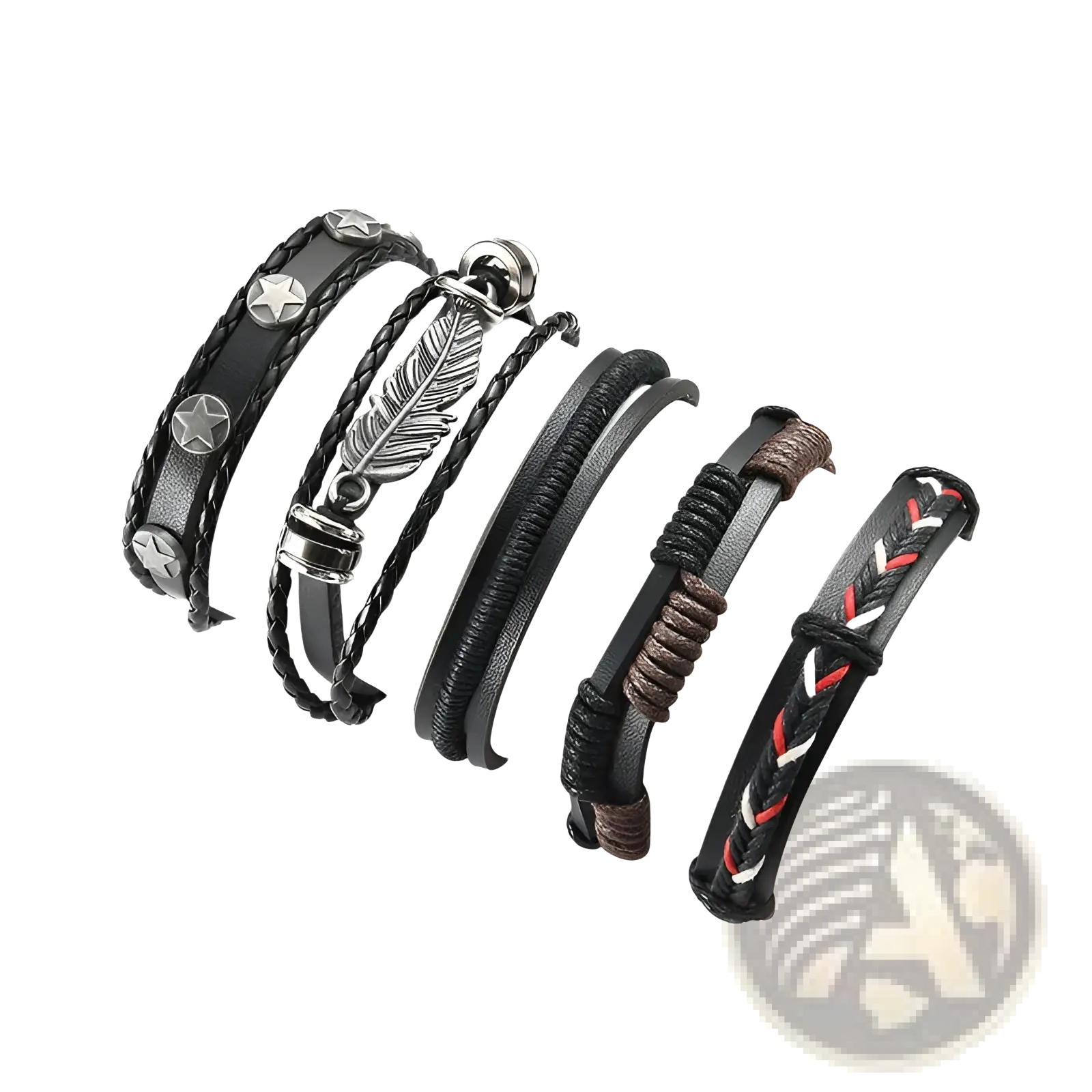 Men's Multilayer Leather Bracelet with Star Charms