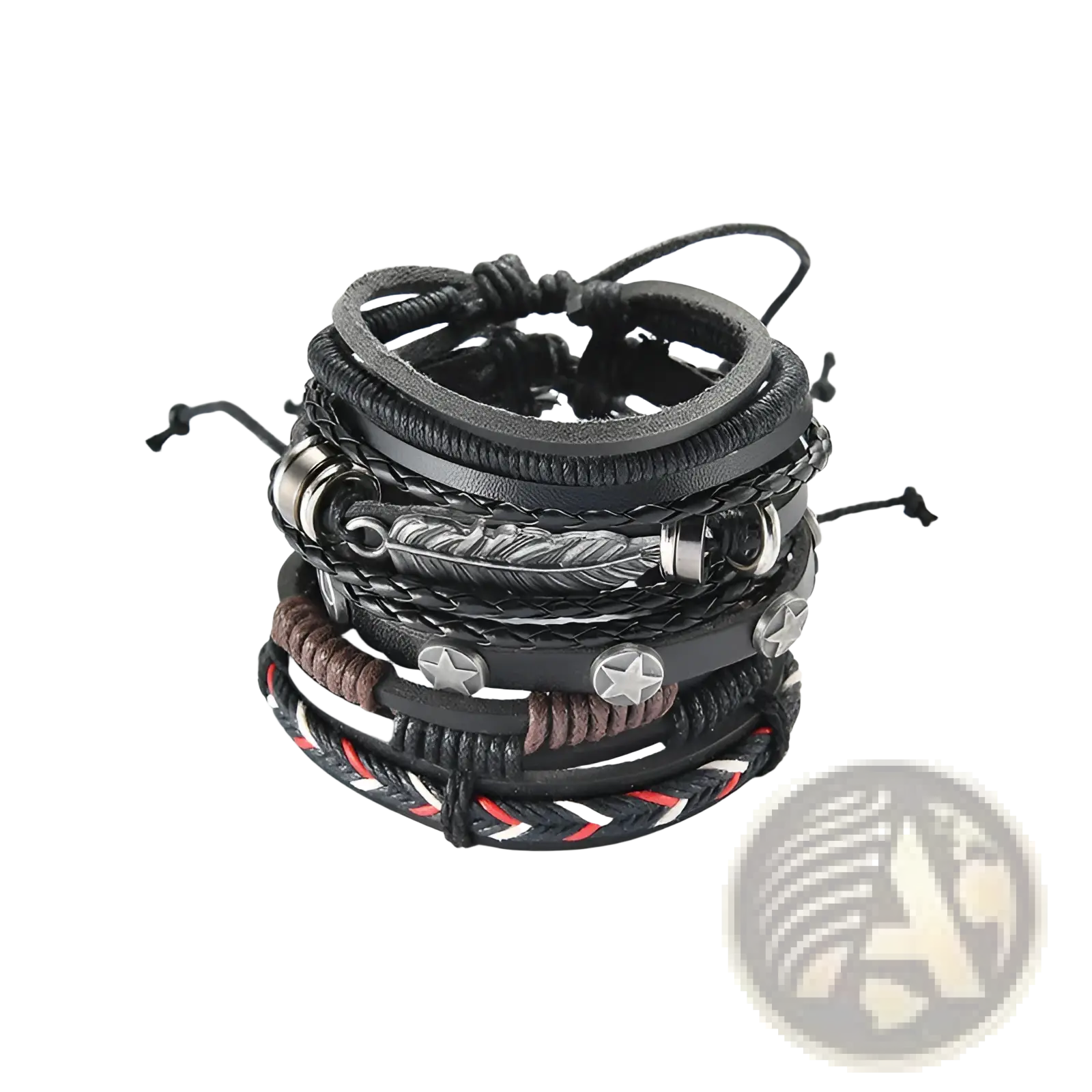 Men's Multilayer Leather Bracelet with Star Charms