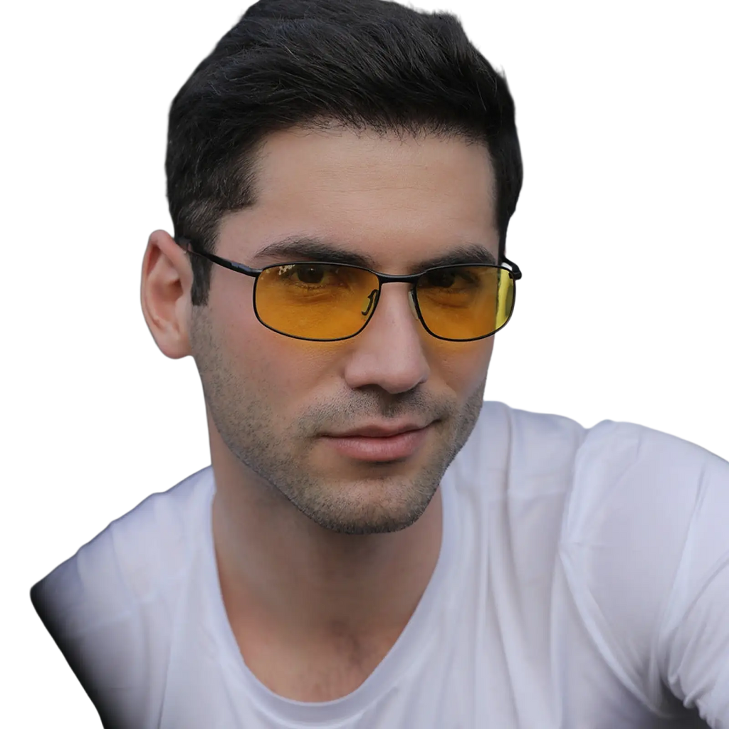 Men's Polarized Metal Frame Rectangular Aviator Sunglasses
