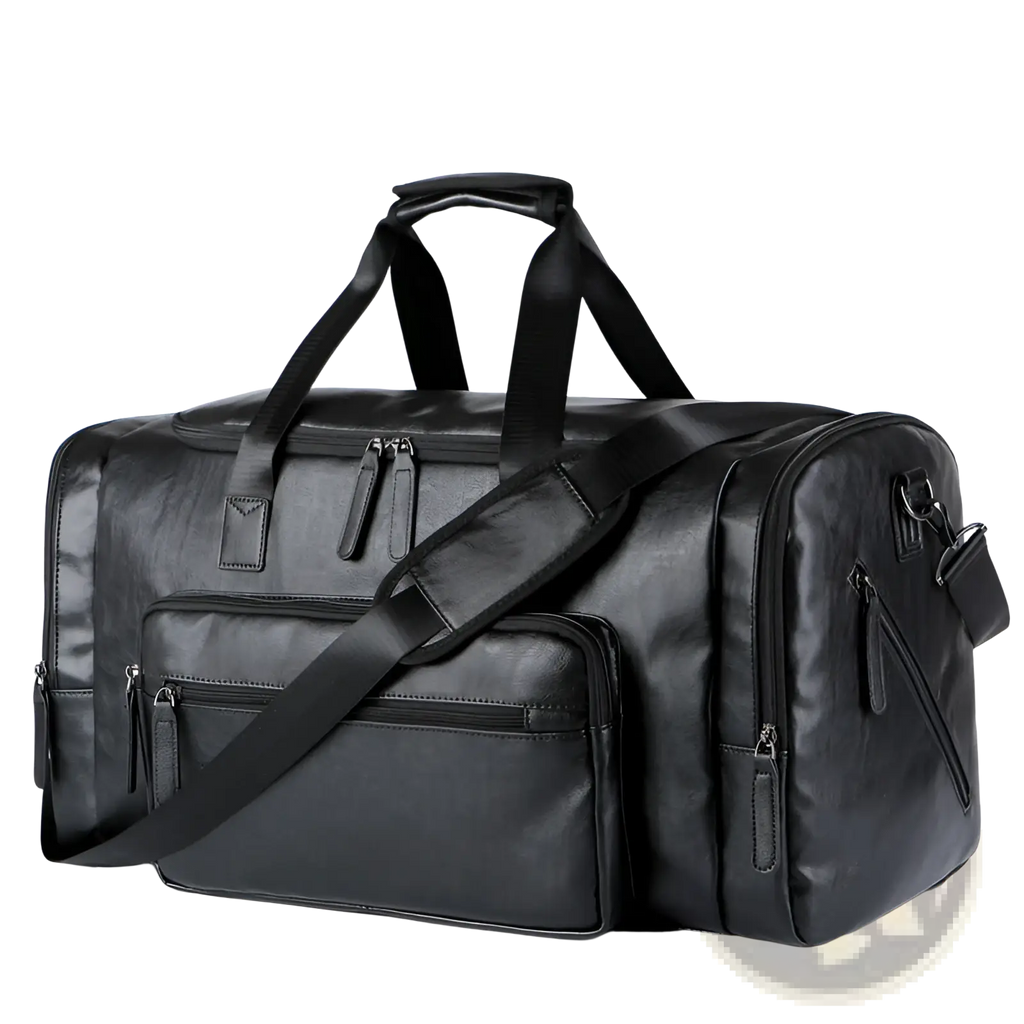 Men's Pu Leather Travel Duffel Bag 20-35l Capacity