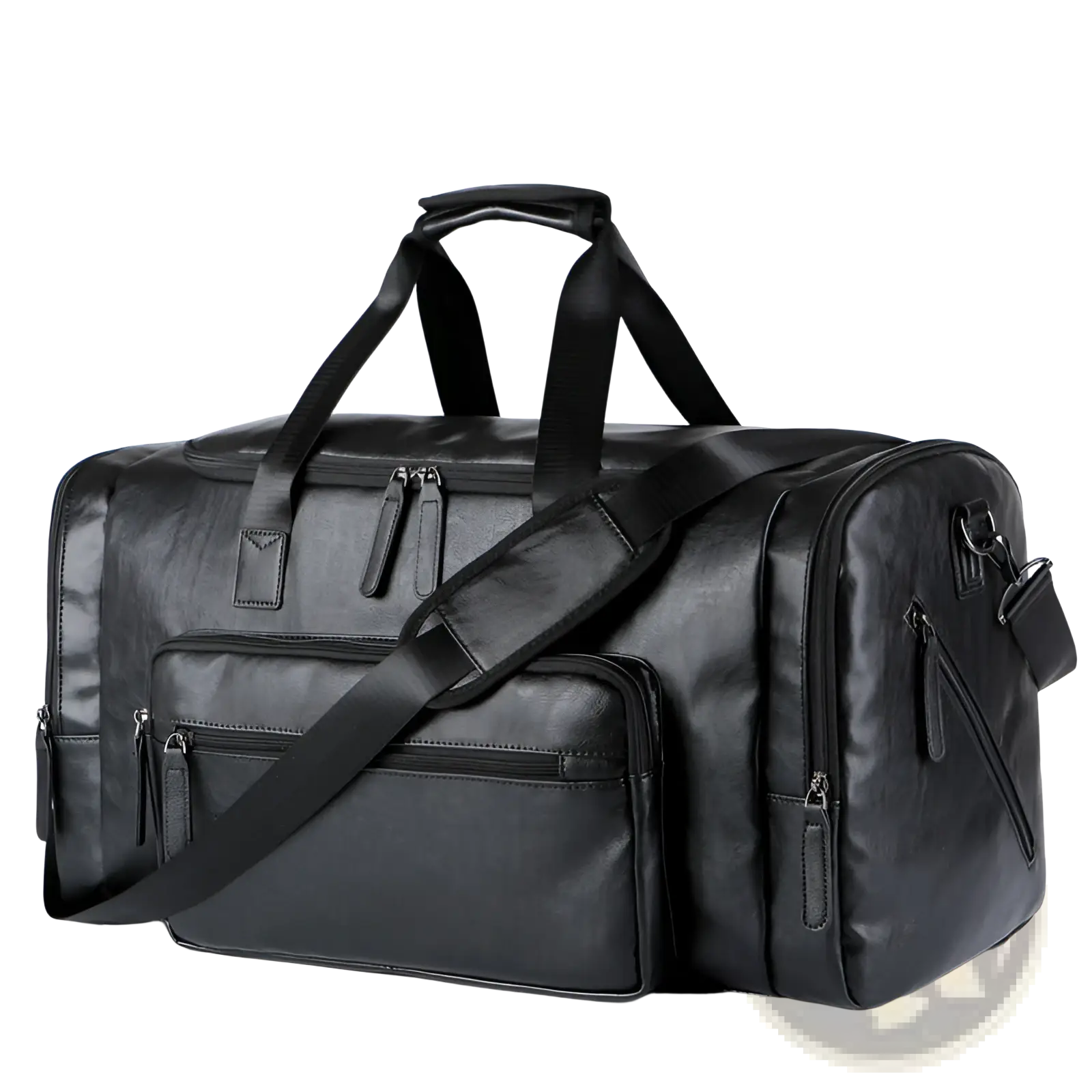 Men's Pu Leather Travel Duffel Bag 20-35l Capacity