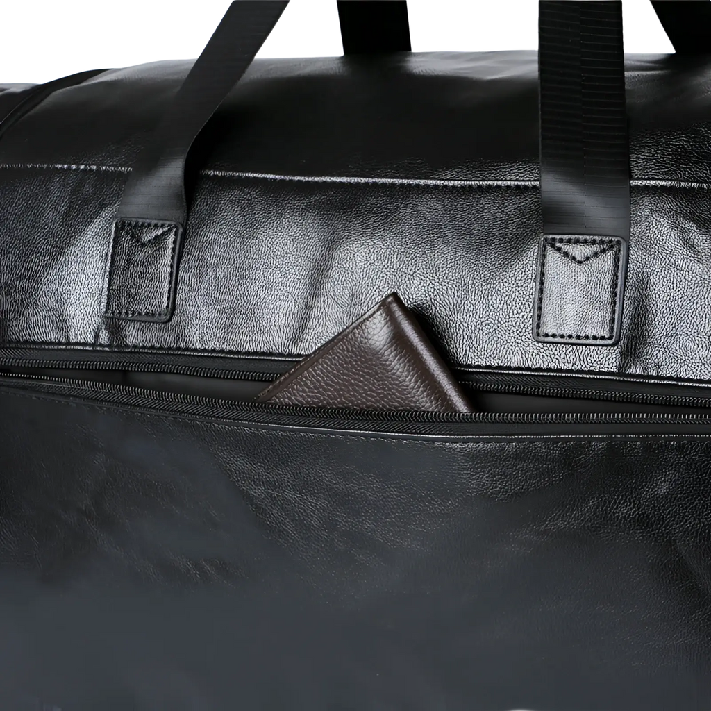 Men's Pu Leather Travel Duffel Bag 20-35l Capacity