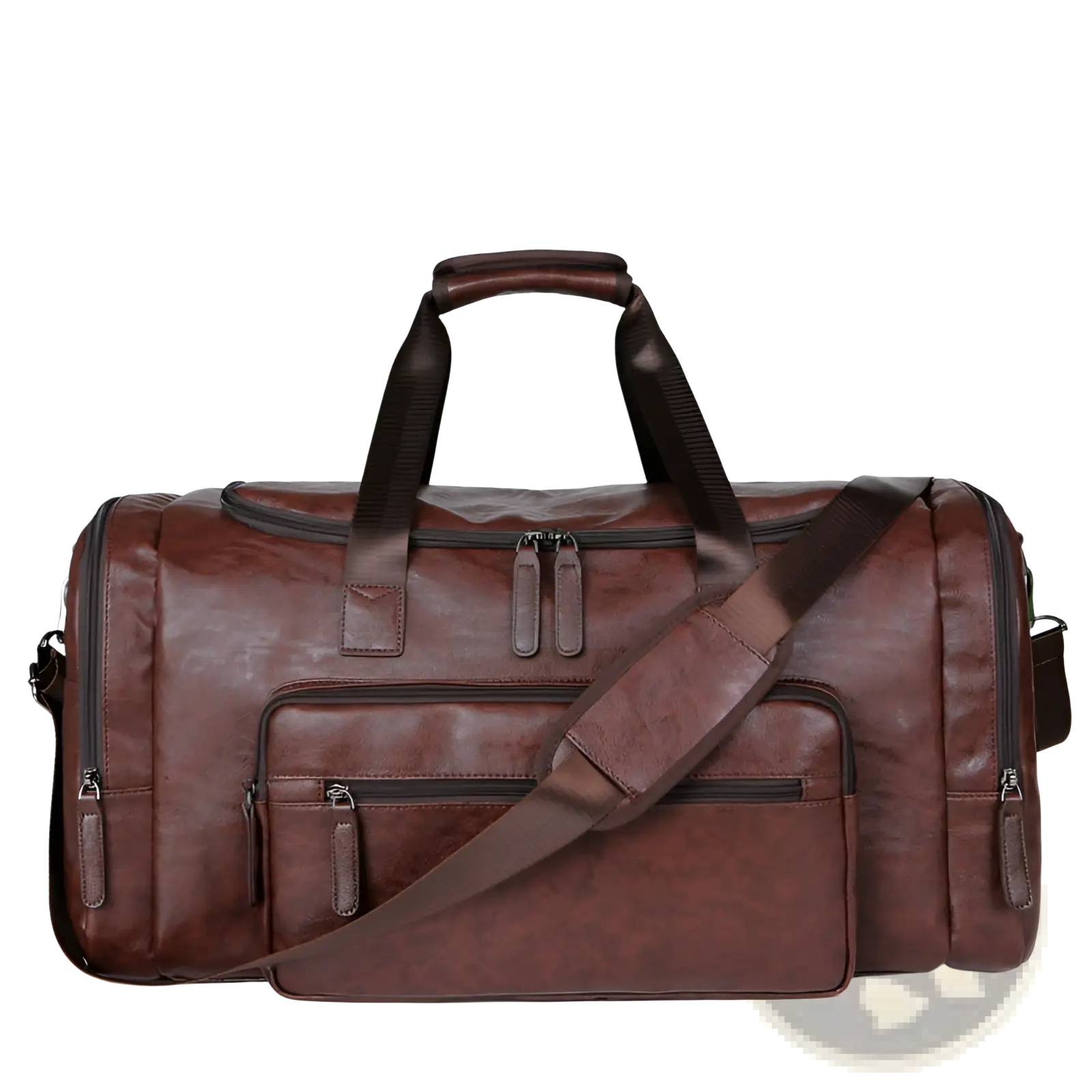 Men's Pu Leather Travel Duffel Bag 20-35l Capacity