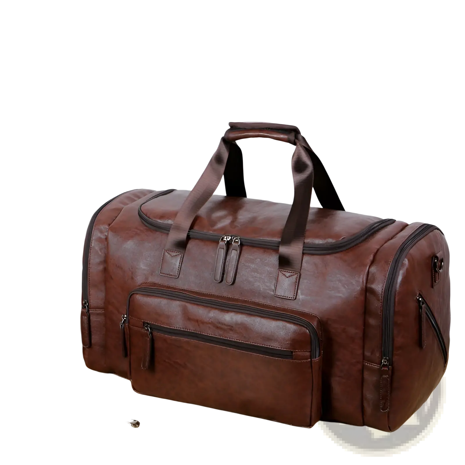 Men's Pu Leather Travel Duffel Bag 20-35l Capacity