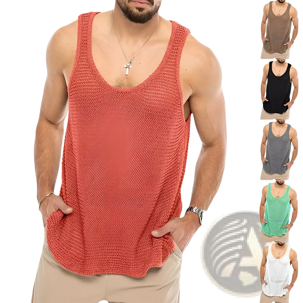 Men's Ribbed Knit Scoop Neck Sleeveless Vest