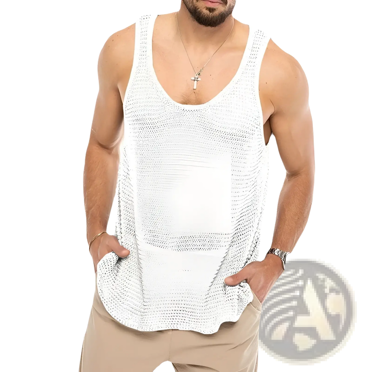 Men's Ribbed Knit Scoop Neck Sleeveless Vest