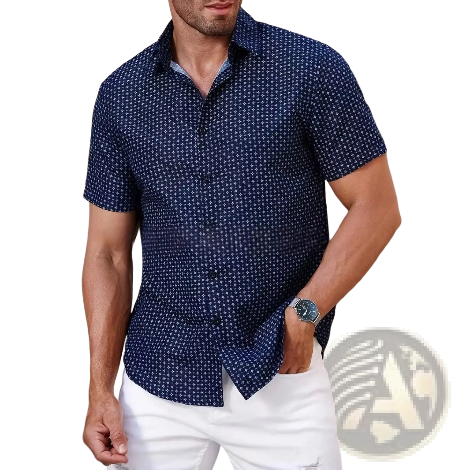 Men's Slim Fit Korean Style Short Sleeve Printed Summer Shirt