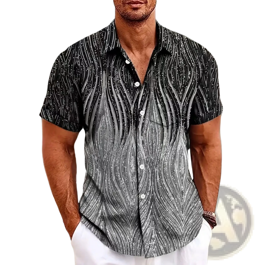 Men's Slim Fit Korean Style Short Sleeve Printed Summer Shirt