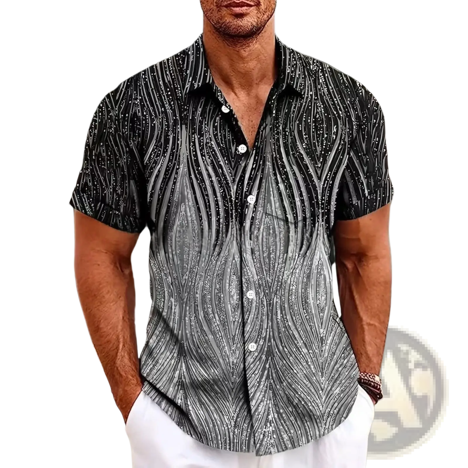 Men's Slim Fit Korean Style Short Sleeve Printed Summer Shirt