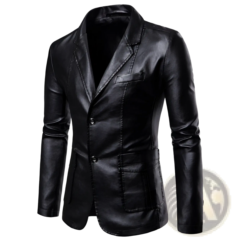 Men's Slim Fit Pu Leather Blazer Jacket