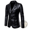 Men's Slim Fit Pu Leather Blazer Jacket