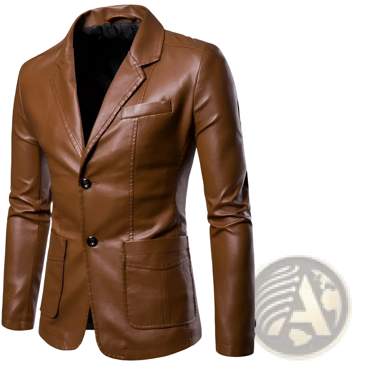 Men's Slim Fit Pu Leather Blazer Jacket
