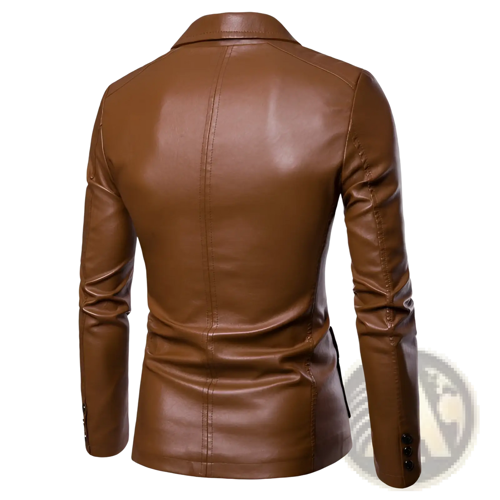 Men's Slim Fit Pu Leather Blazer Jacket