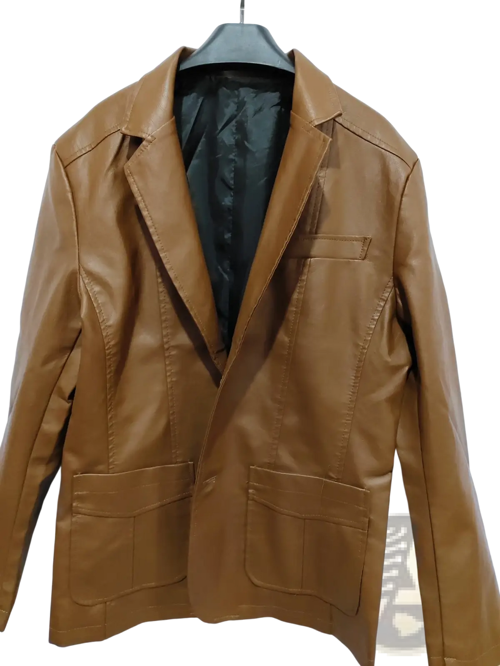 Men's Slim Fit Pu Leather Blazer Jacket