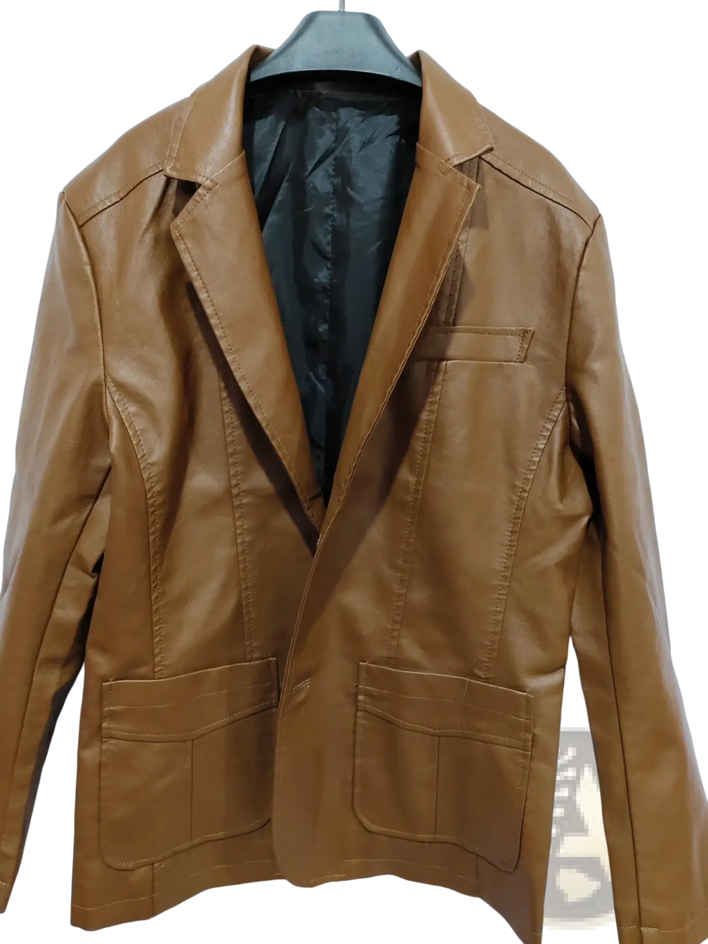 Men's Slim Fit Pu Leather Blazer Jacket