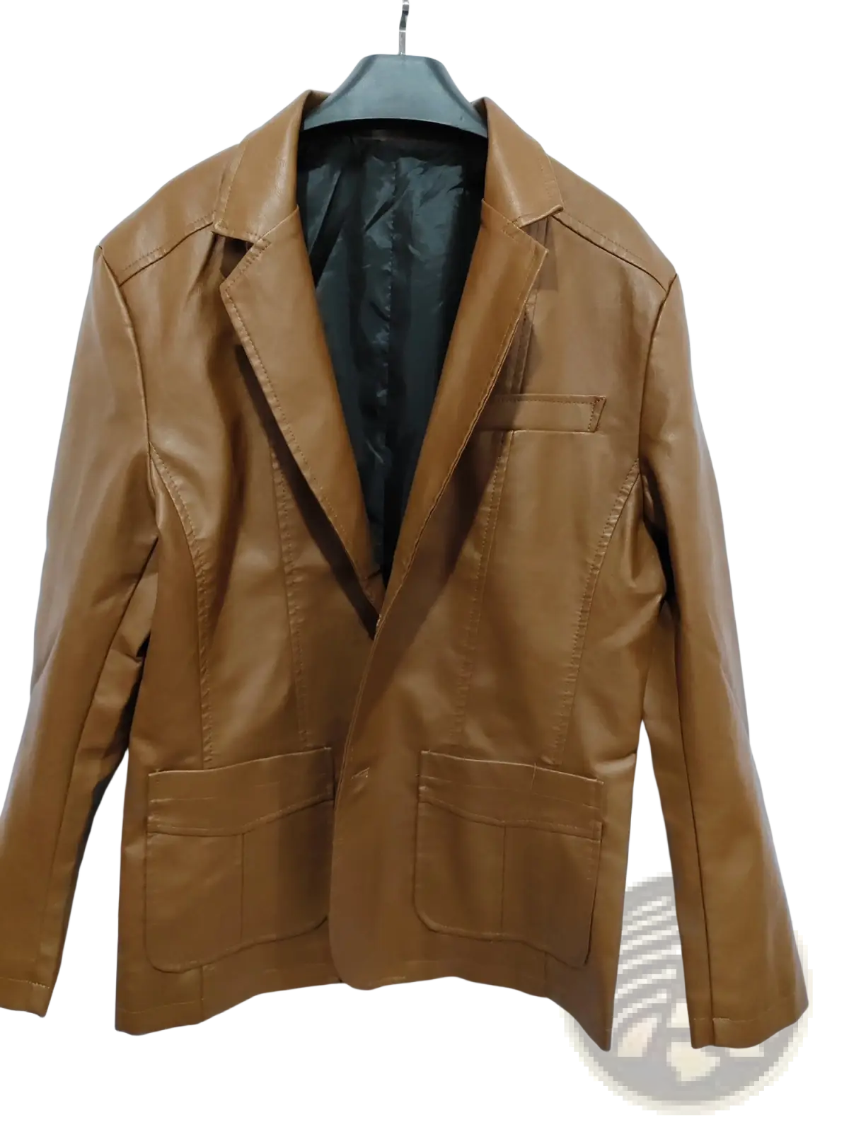 Men's Slim Fit Pu Leather Blazer Jacket