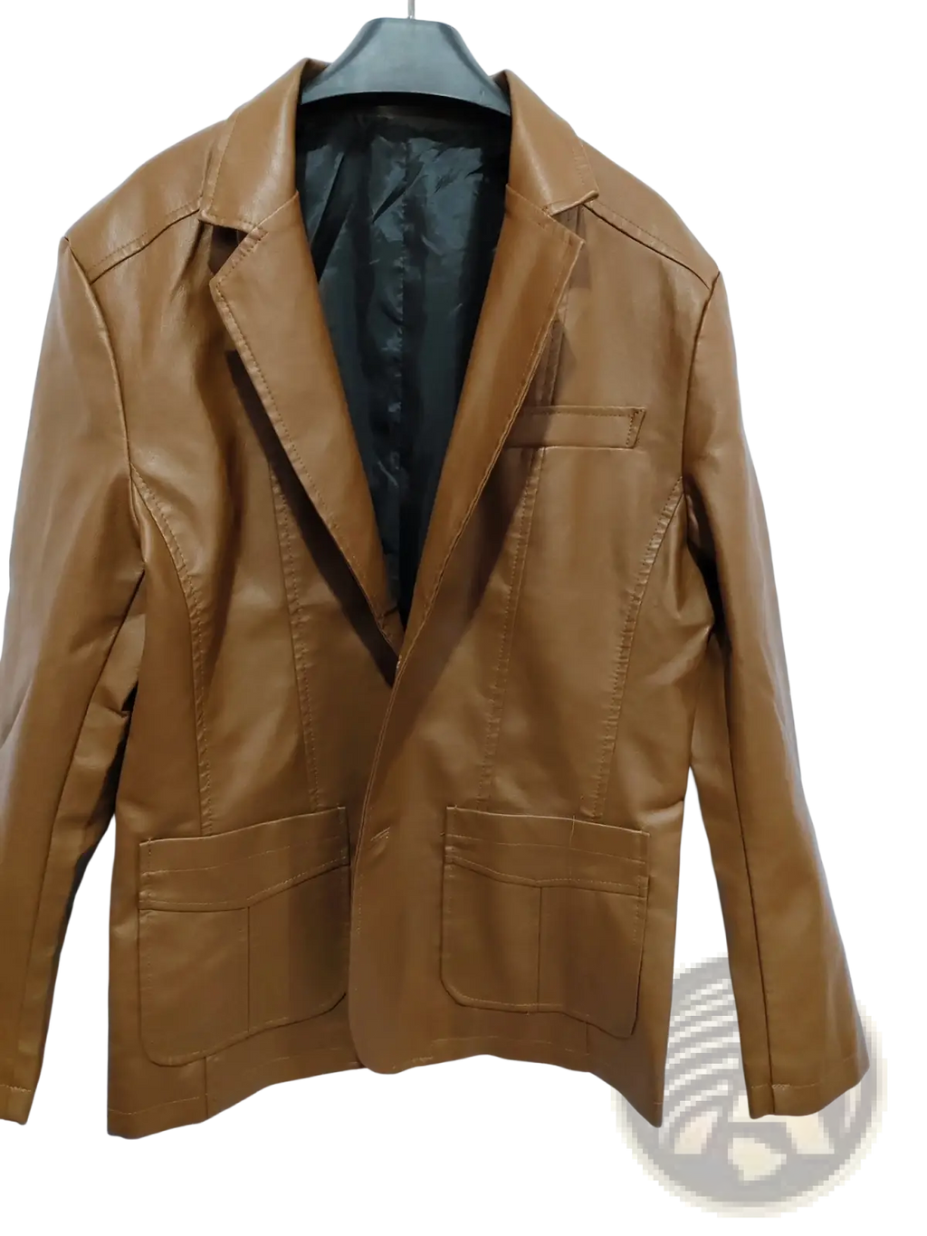 Men's Slim Fit Pu Leather Blazer Jacket