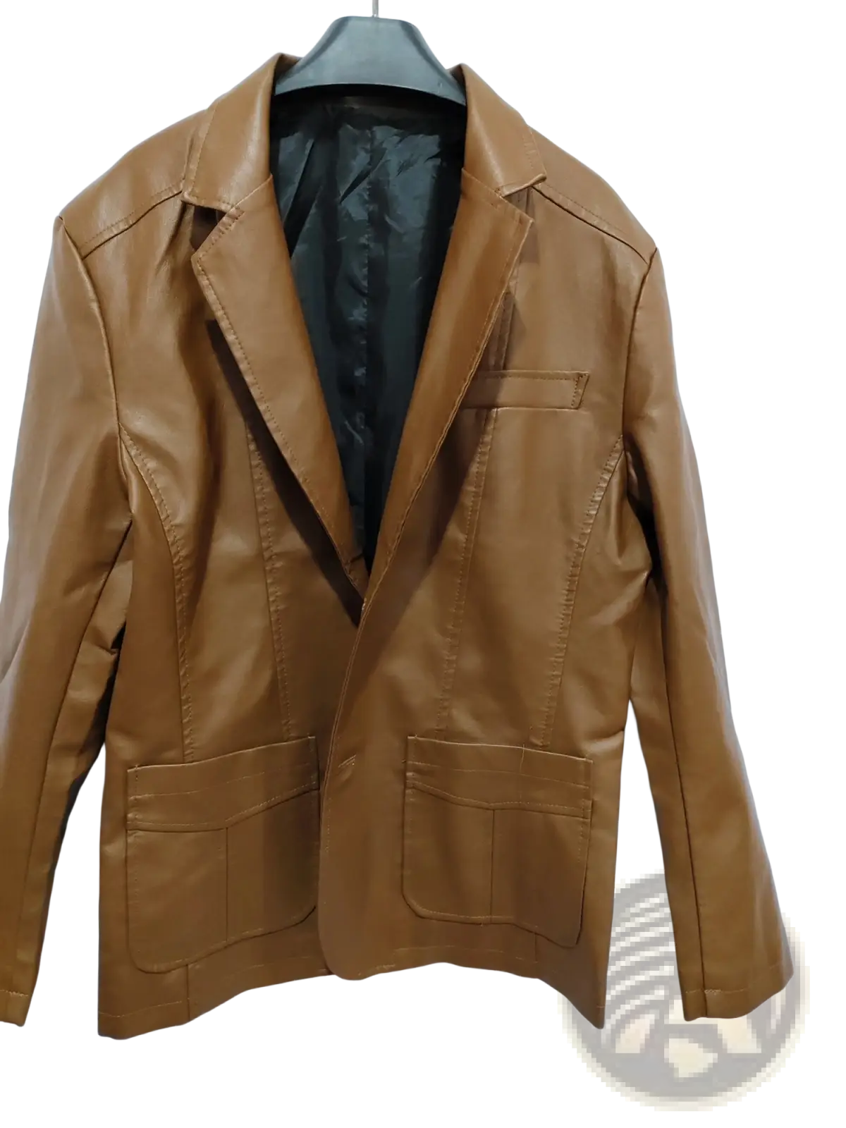 Men's Slim Fit Pu Leather Blazer Jacket