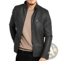 Men's Slim Fit Pu Leather Punk Motorcycle Jacket