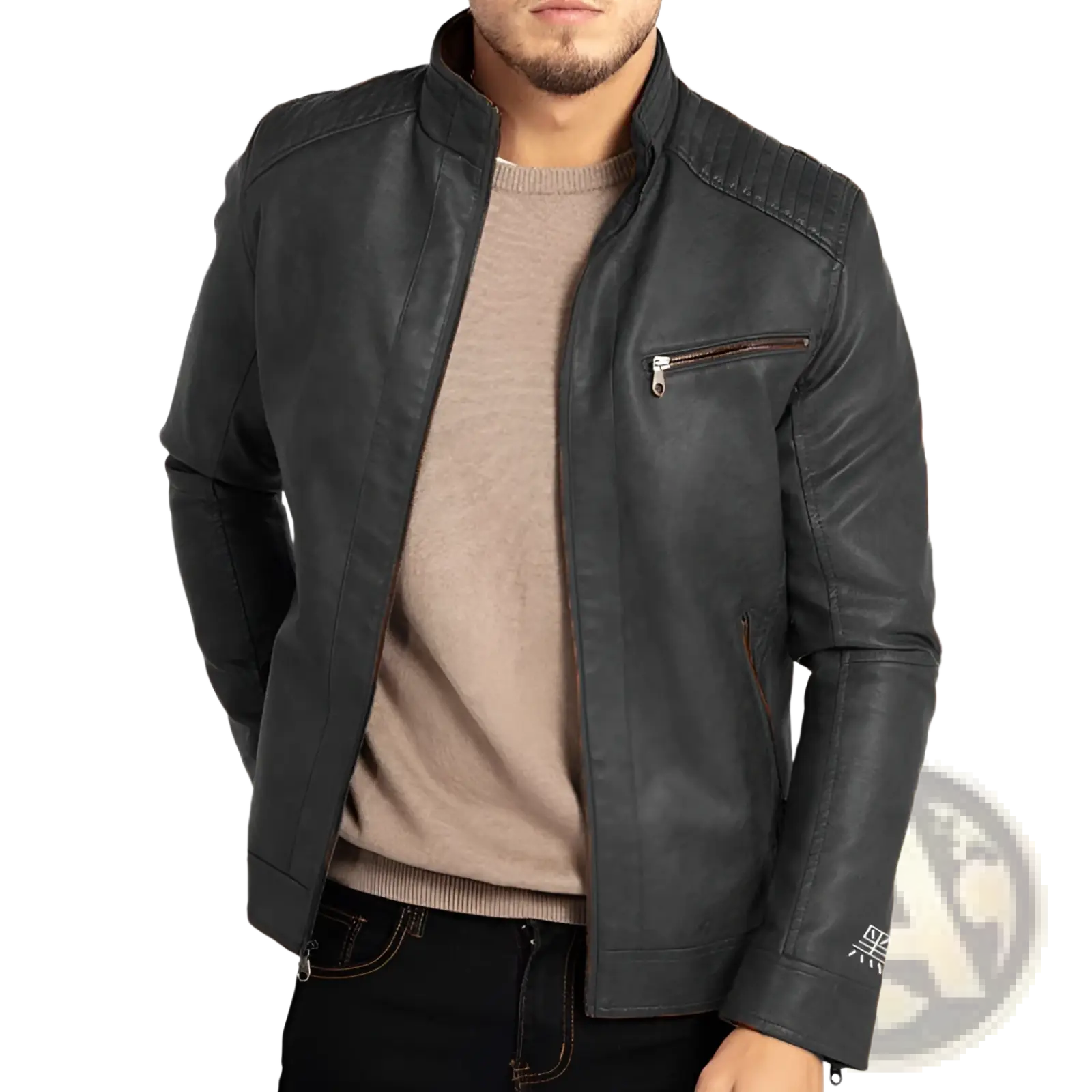 Men's Slim Fit Pu Leather Punk Motorcycle Jacket