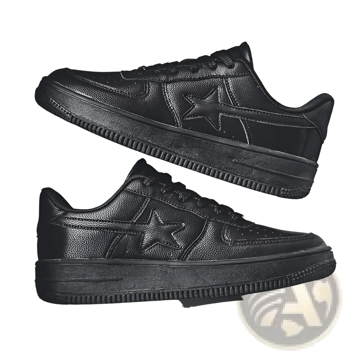 Men's Star Emblem Thick Sole Leather Sneakers