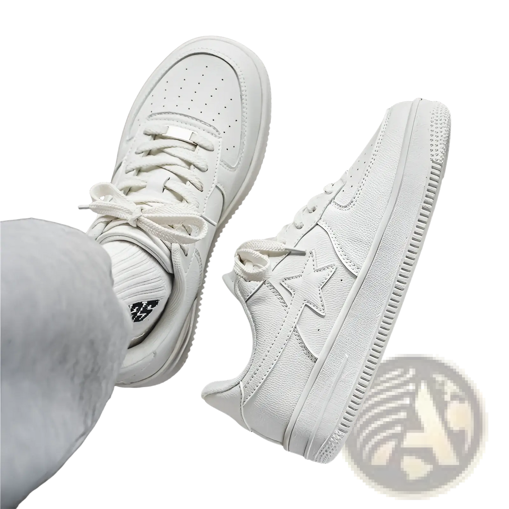 Men's Star Emblem Thick Sole Leather Sneakers