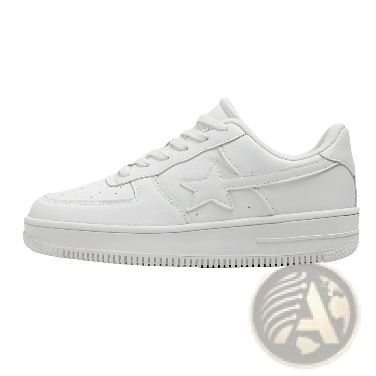 Men's Star Emblem Thick Sole Leather Sneakers