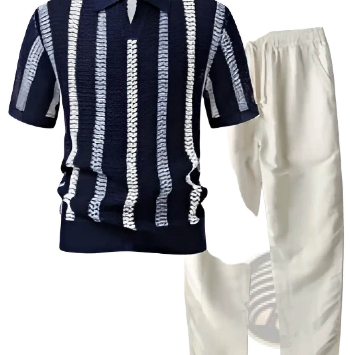 Men’s Striped Breathable Knit Summer Polo Shirt