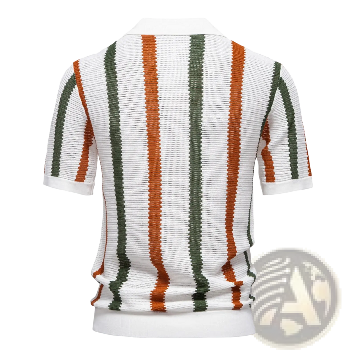 Men’s Striped Breathable Knit Summer Polo Shirt