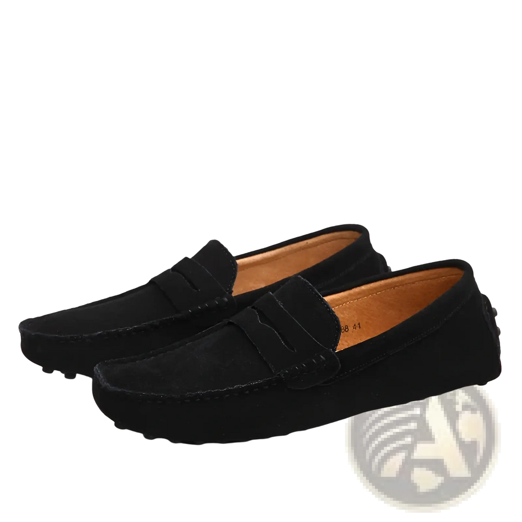 Men's Suede Moccasin Loafers with Rubber Sole