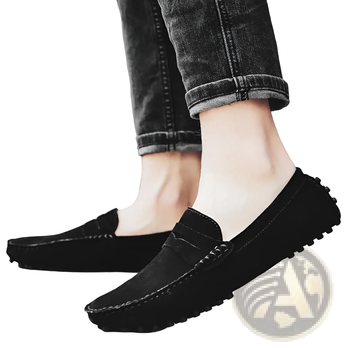 Men's Suede Moccasin Loafers with Rubber Sole
