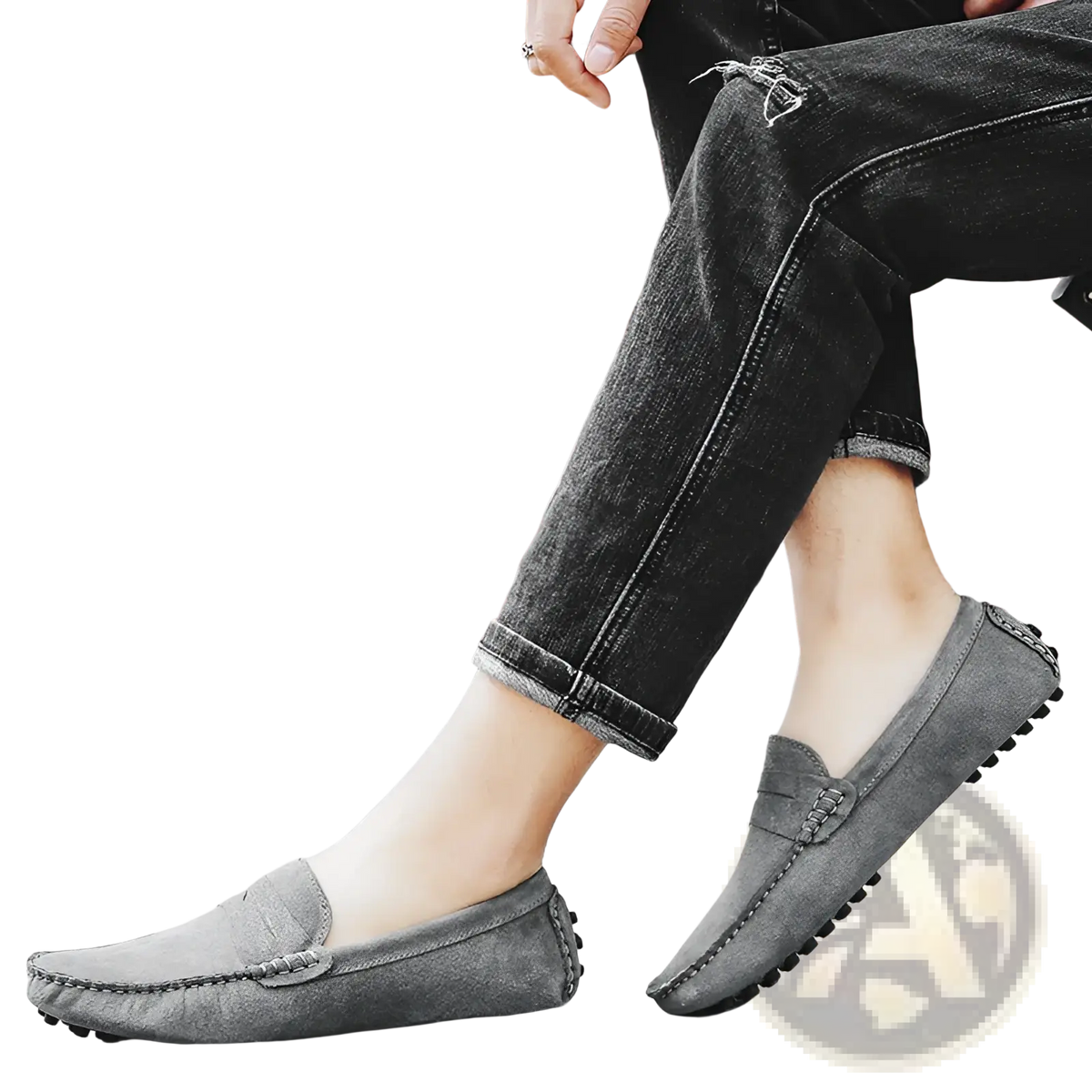 Men's Suede Moccasin Loafers with Rubber Sole