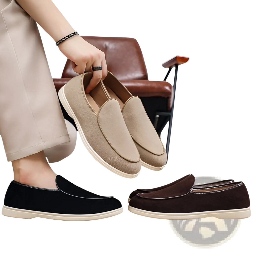 Men's Suede Slip on Loafers with Rubber Sole