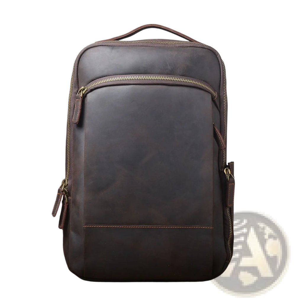 Men's Vintage Leather Backpack in Dark Brown Cowhide