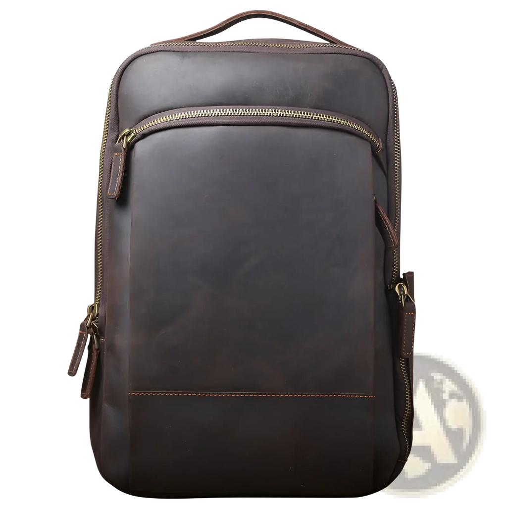 Men's Vintage Leather Backpack in Dark Brown Cowhide