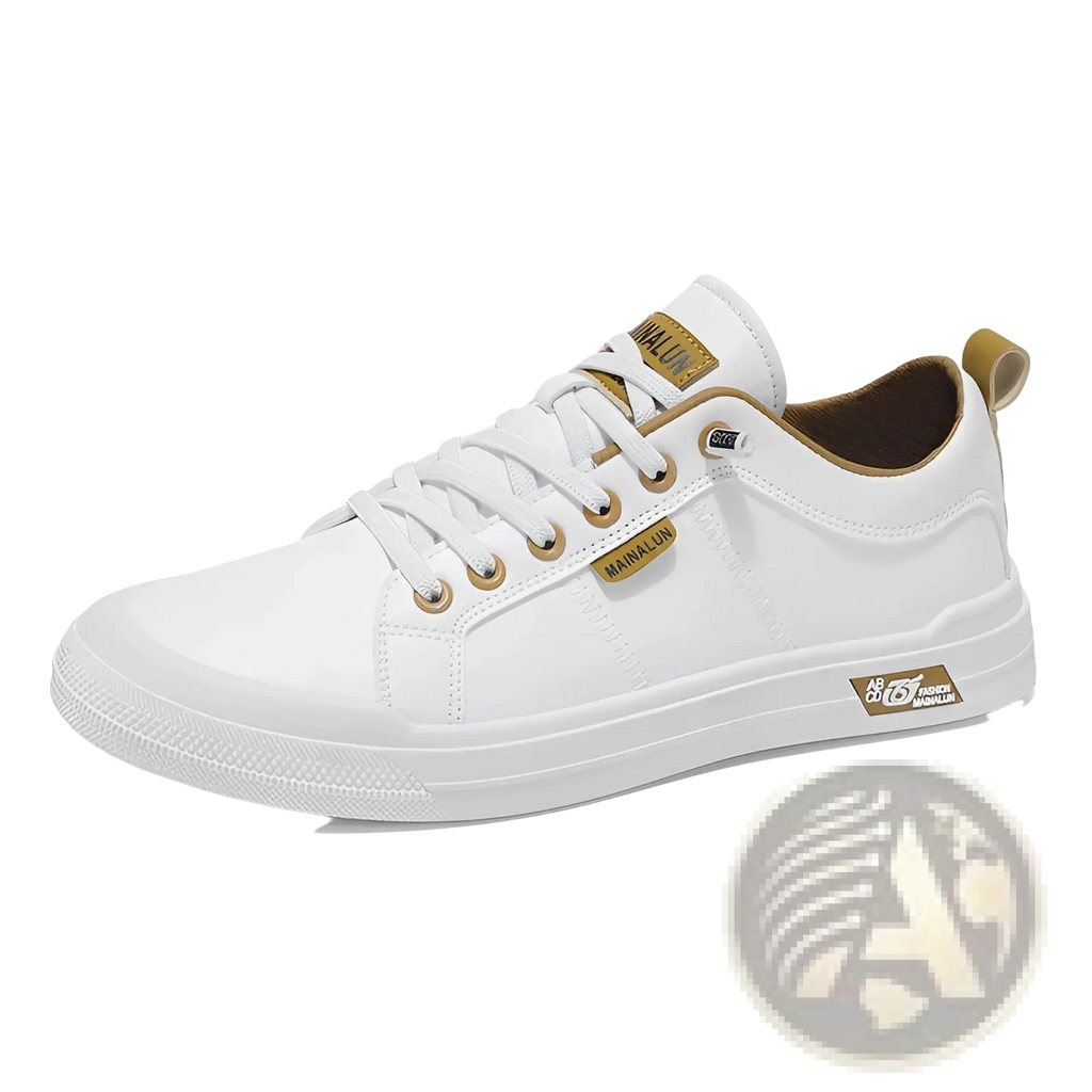 Men's White Minimalist Leather Casual Sneakers
